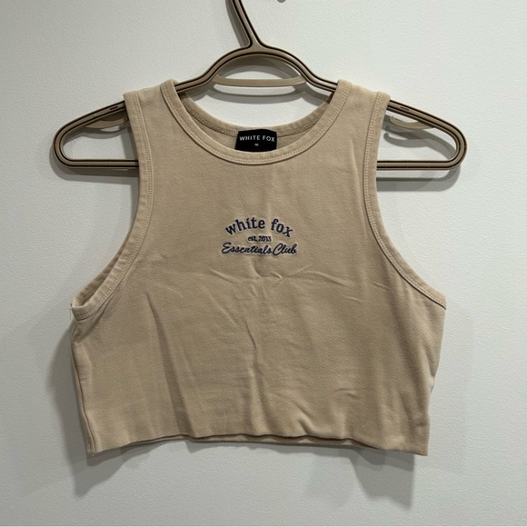 White Fox Boutique Beige Crop Top - Picture 1 of 6